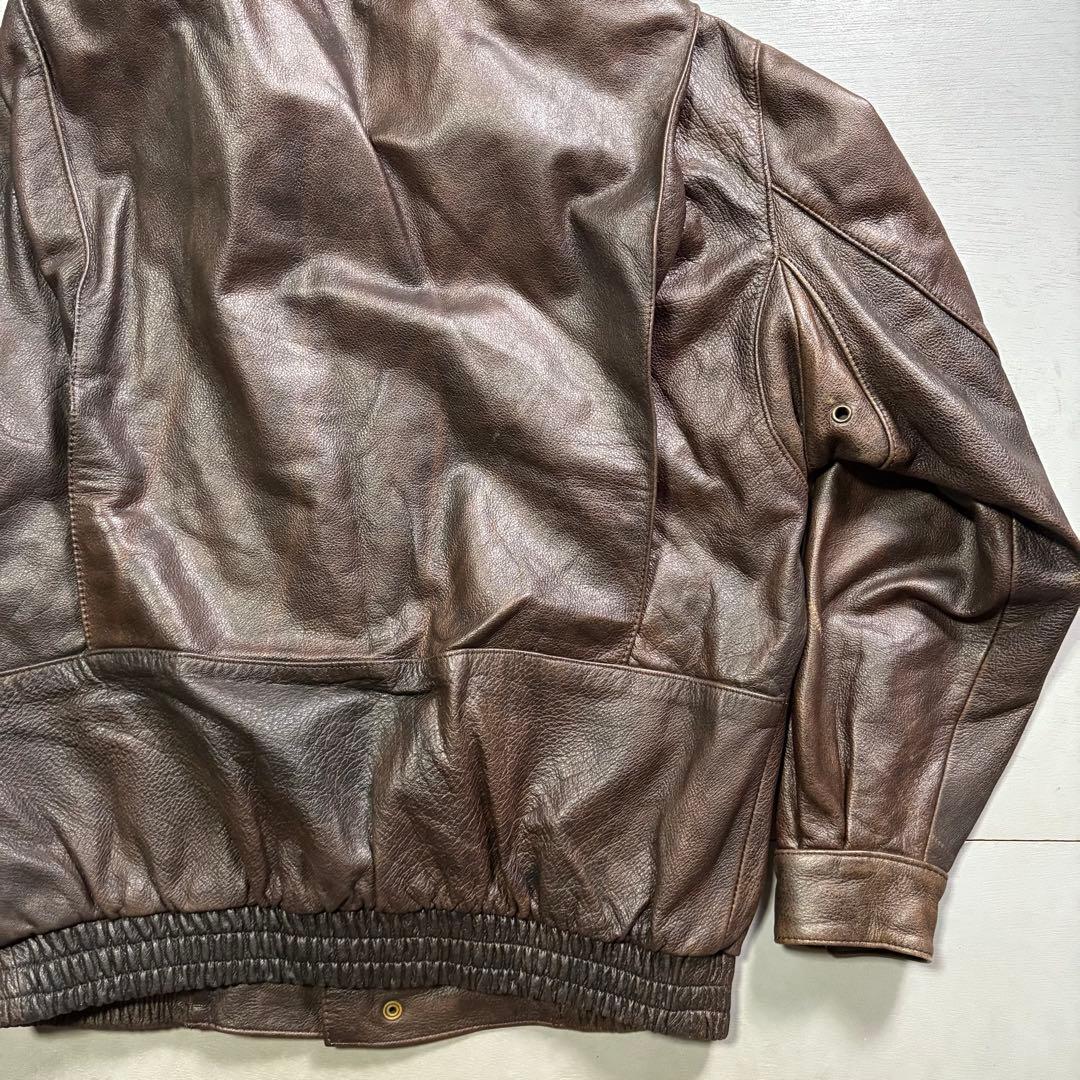 vintage A-2 レザージャケット　襟ボア着脱可能　牛革　短丈　M