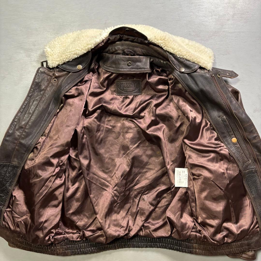 vintage A-2 レザージャケット　襟ボア着脱可能　牛革　短丈　M