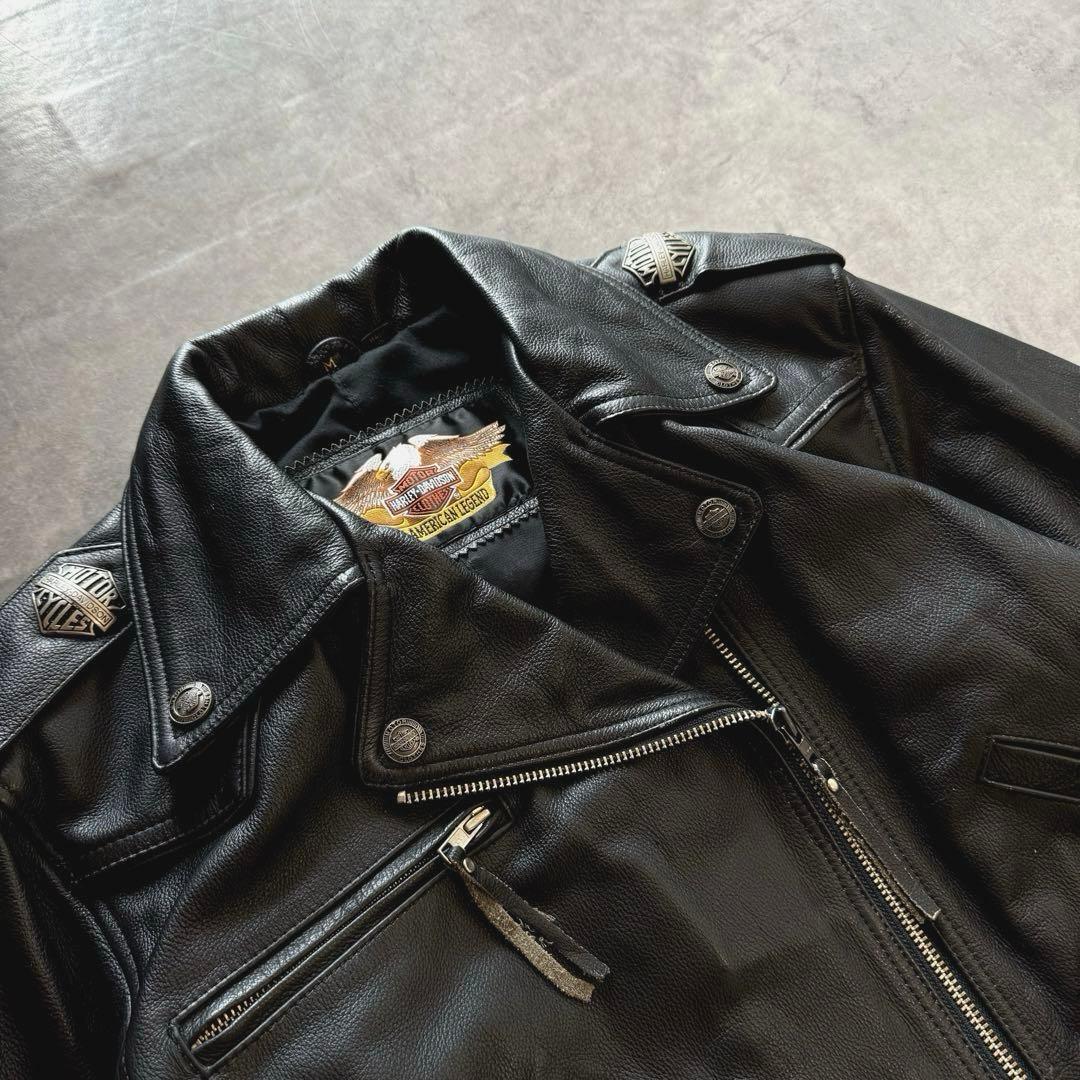 【超希少】90s 短丈 ハーレーダビッドソン ライダースレザージャケット M