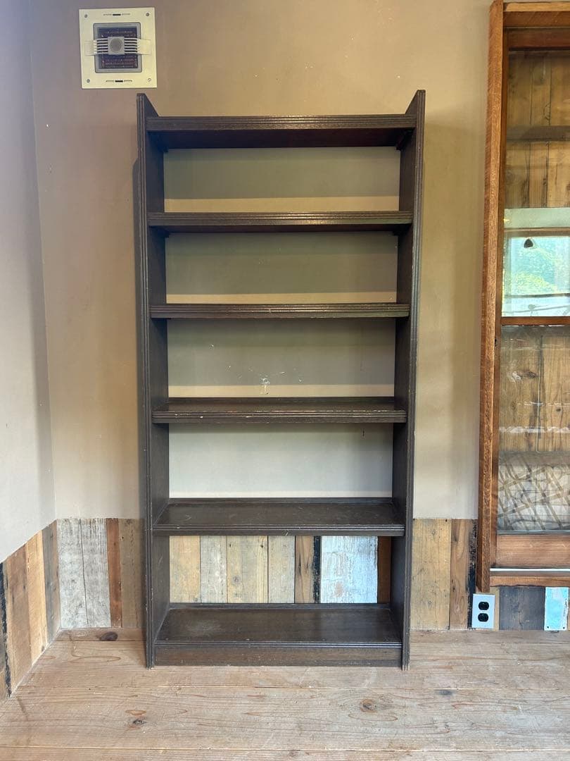 アンティーク木製ダークブラウン5段本棚