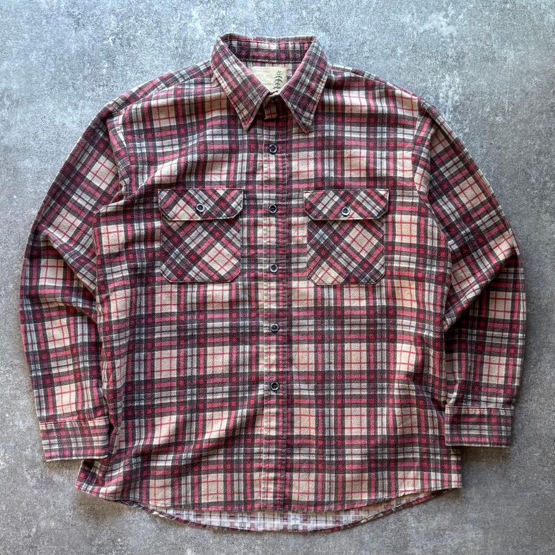 80s Sears シアーズ　プリントネルシャツ　プリネル　アメカジ　XL