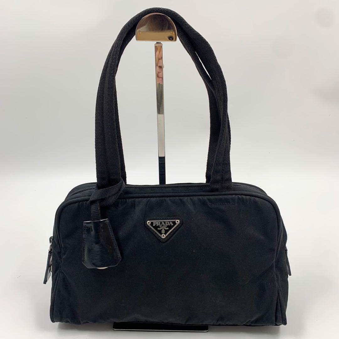 【✨美品✨】 プラダ 三角ロゴ ミニボストンバッグ 南京錠 ナイロン ブラック