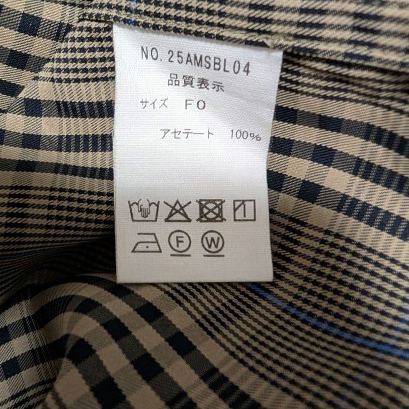 【美品】2025SS　シンゾーン　ツイルチェック　シャツ　ベージュ　F