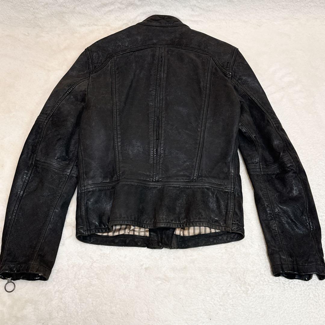 希少✨ ディーゼル シングルライダースジャケット レザー チャコールグレー