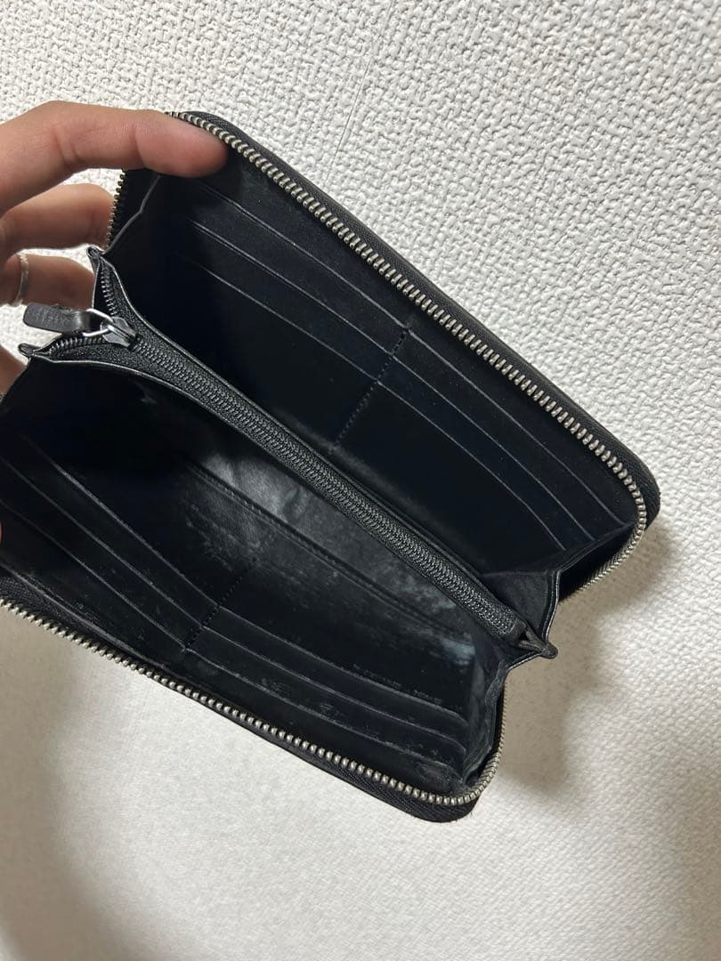 GUCCI グッチ 長財布 黒 マイクロシマ シマGG柄 ラウンドファスナー