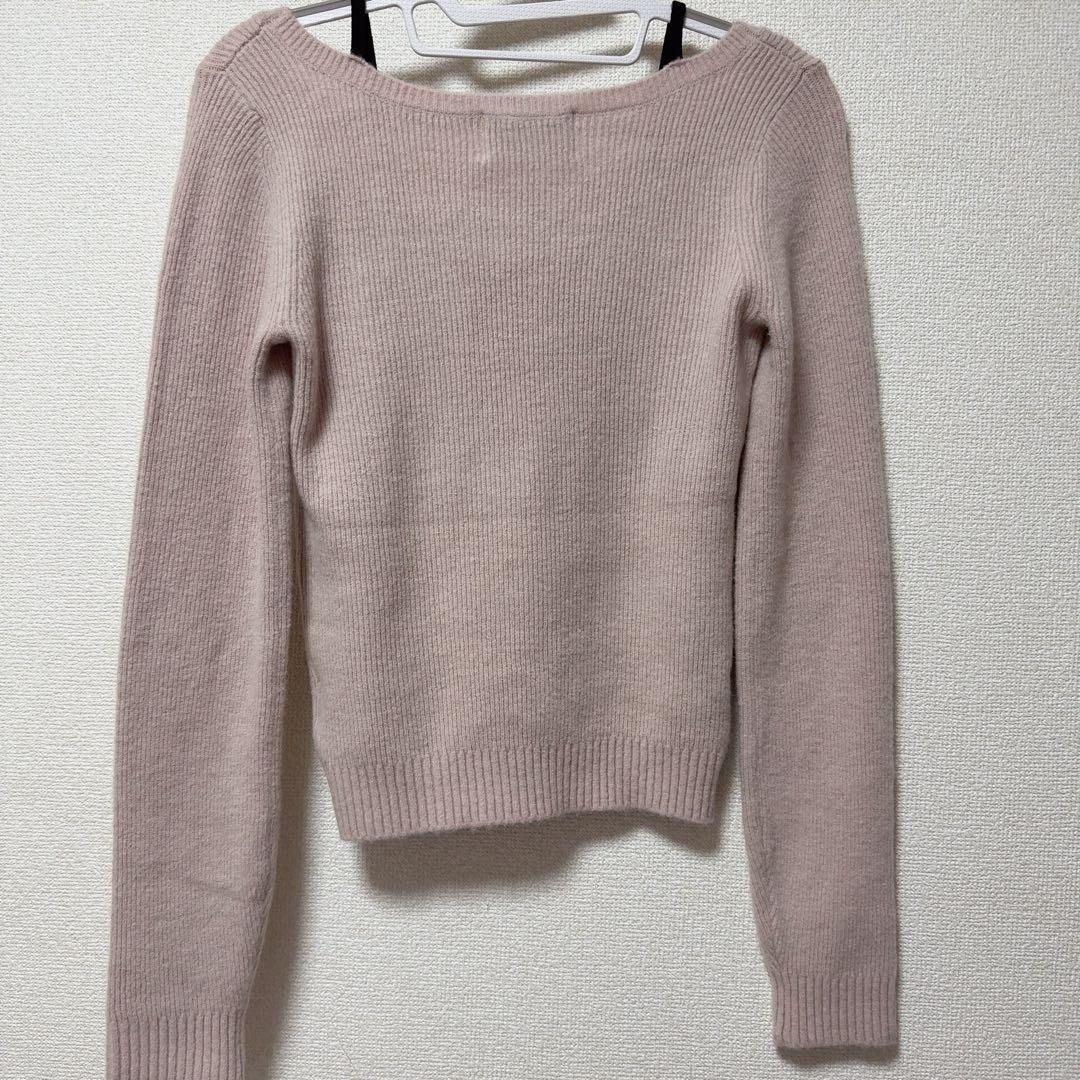 ミシェルマカロン　リボンリブニットトップス　ピンク　フリーサイズ