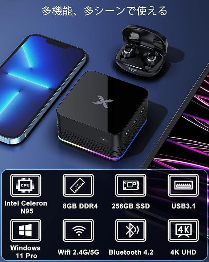 ミニPC 最新第12世代 N95（最大3.4GHz）8GB 256GB SSD