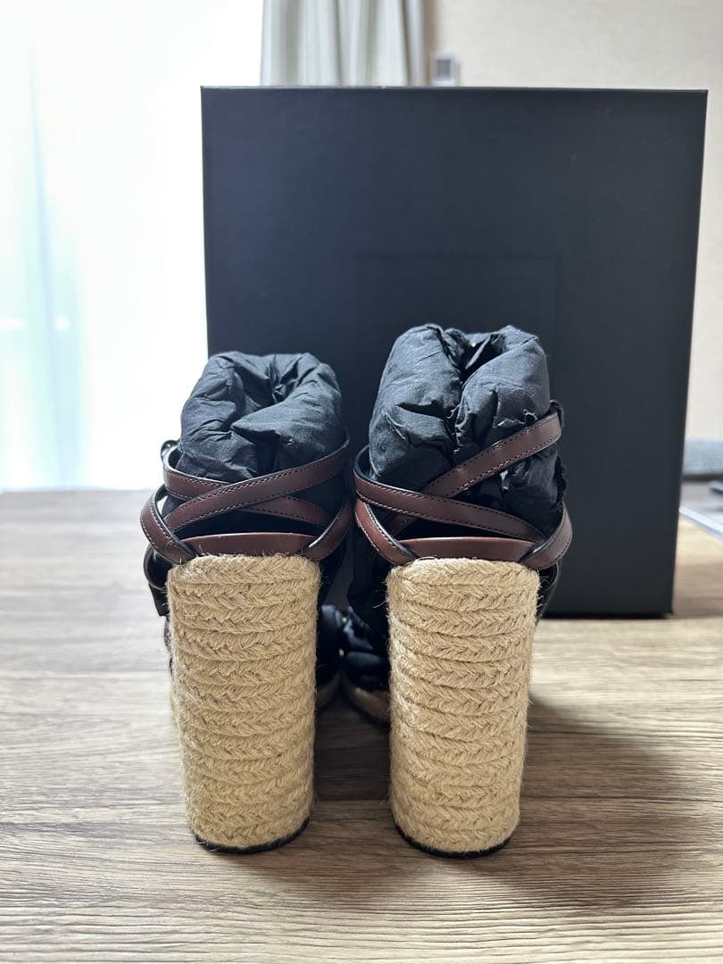 SAINT LAURENT ブラウンウェッジサンダル