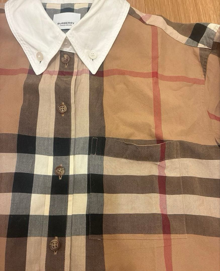 【極美品】現行BURBERRY コットンポプリンオーバーサイズシャツSサイズ