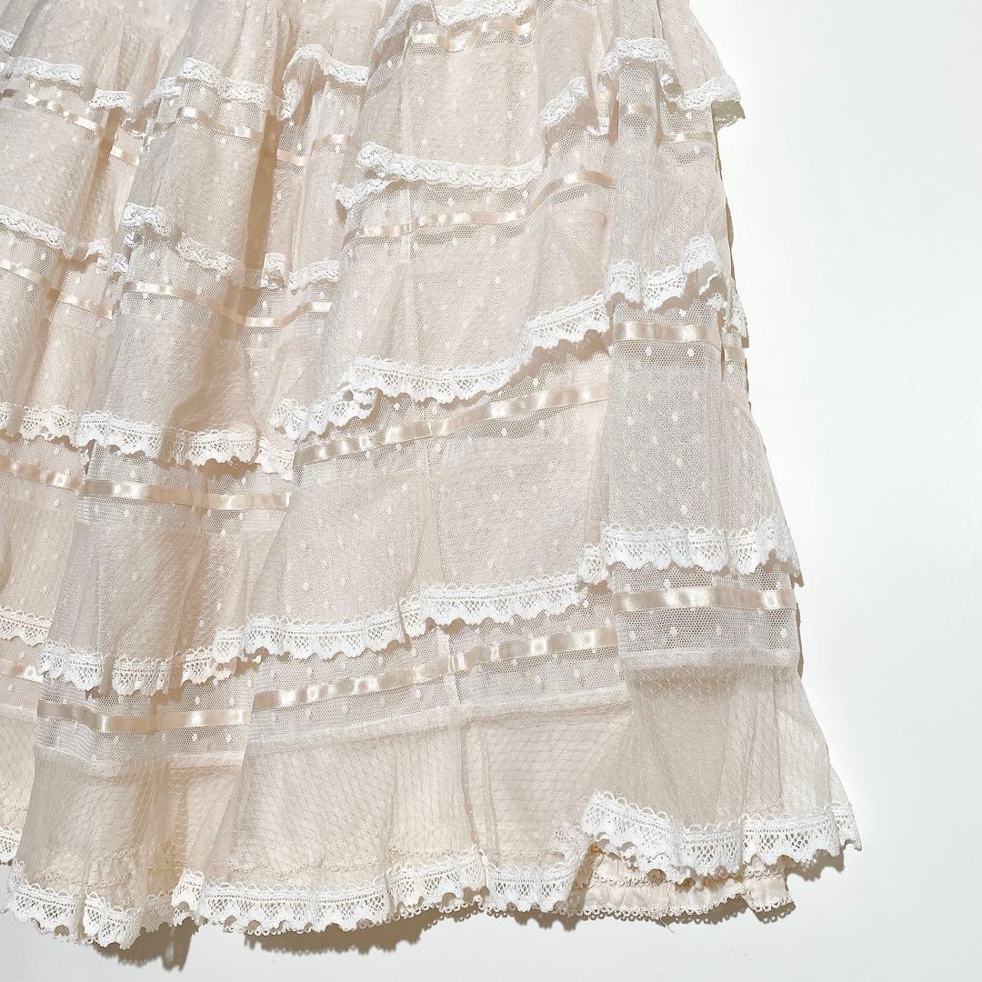 【美品】 25年 PINK HOUSE ポルカドットチュールフリル使いスカート①