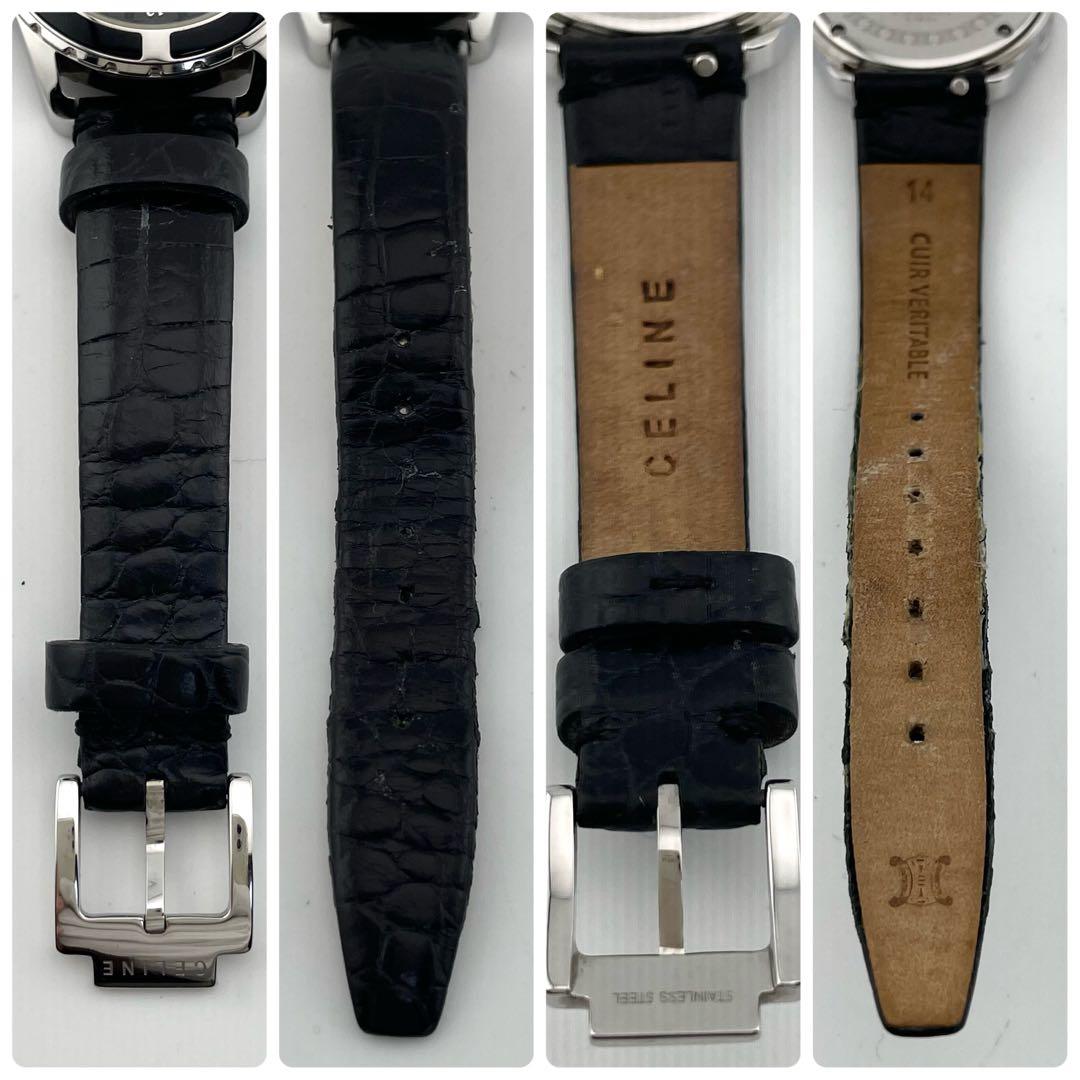 【稼働/新品電池】セリーヌ　トリオンフ　ラベニュー　腕時計　黒文字盤　ボーイズ