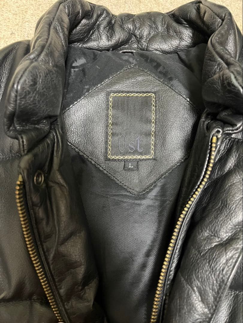 90's 美品　Ost 牛皮レザー　ダウンジャケット　ブラック