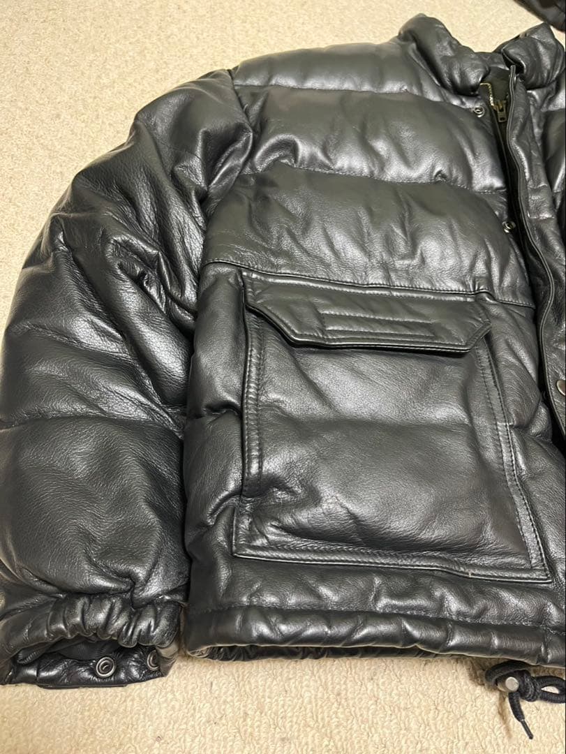90's 美品　Ost 牛皮レザー　ダウンジャケット　ブラック