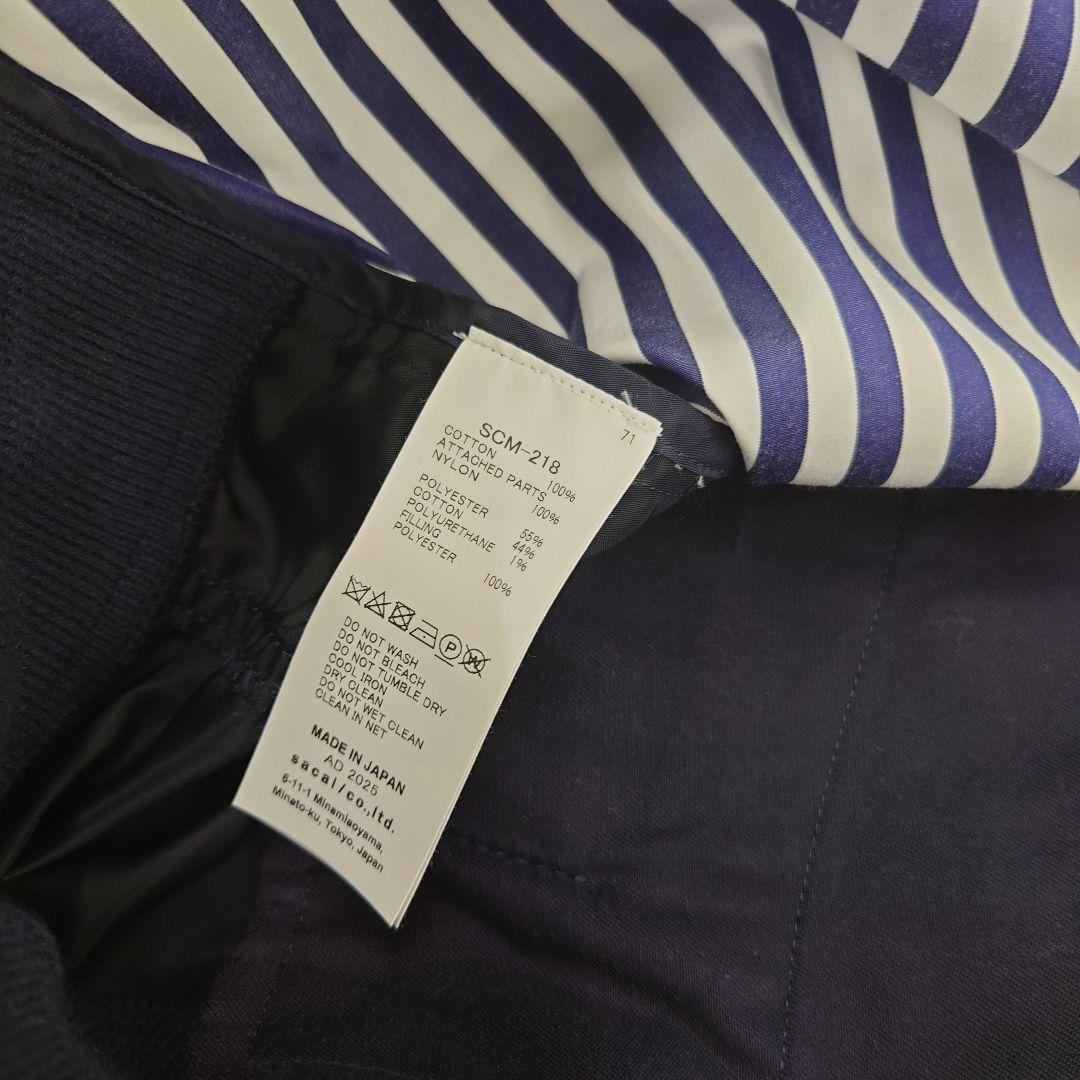 sacai ストライプ パネル コットン ポプリン シャツ2025年(春夏)