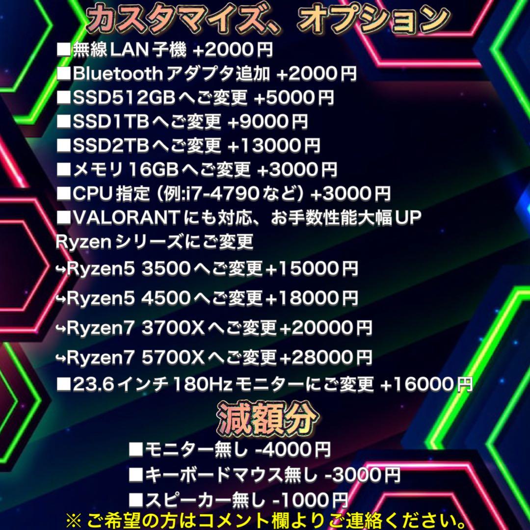 【ハイグレード】 RTX3050搭載ゲーミングPCフルセットホワイト