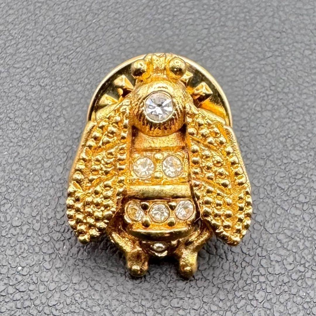 美品 Dior クリスチャンディオール ミツバチ ピンバッジ 蜂 ゴールド