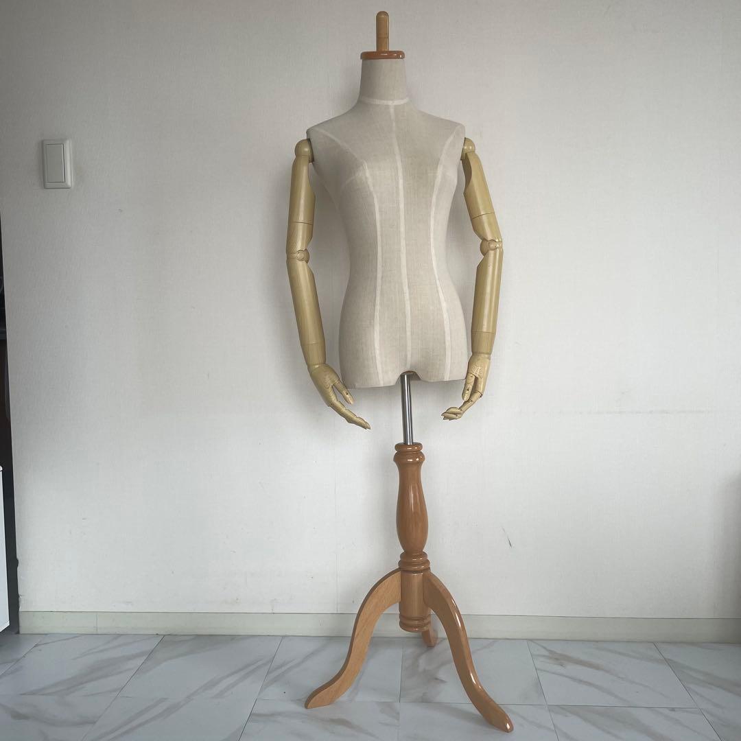 美品✨腕付き レディース トルソー 麻 猫脚パンツ可能　女性 アーム付きトルソー