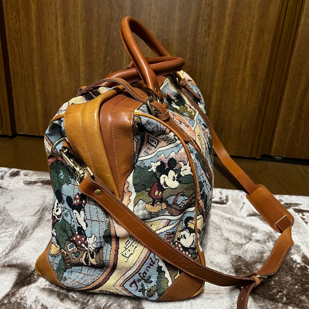 【レア】ディズニー　レトロミッキー　ゴブラン織りボストンバック