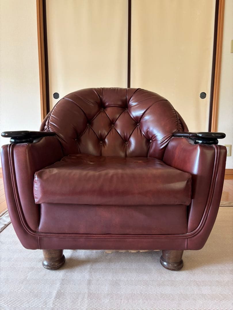 【最終値下げ！】昭和レトロ　レザー調 1人掛けソファ