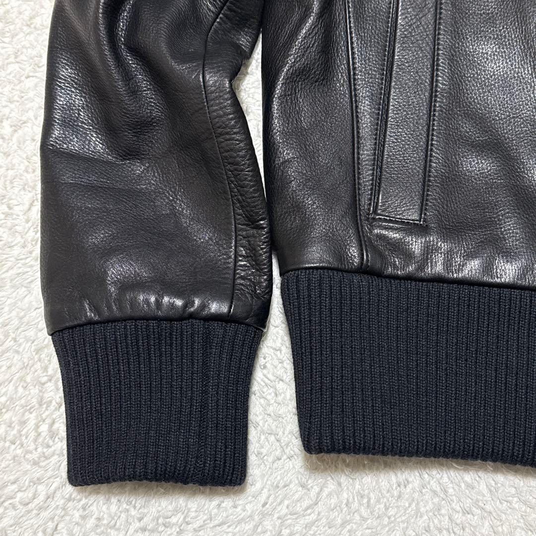 美品 ワイツーレザー MA-1タイプ レザージャケット ブラック S相当 日本製