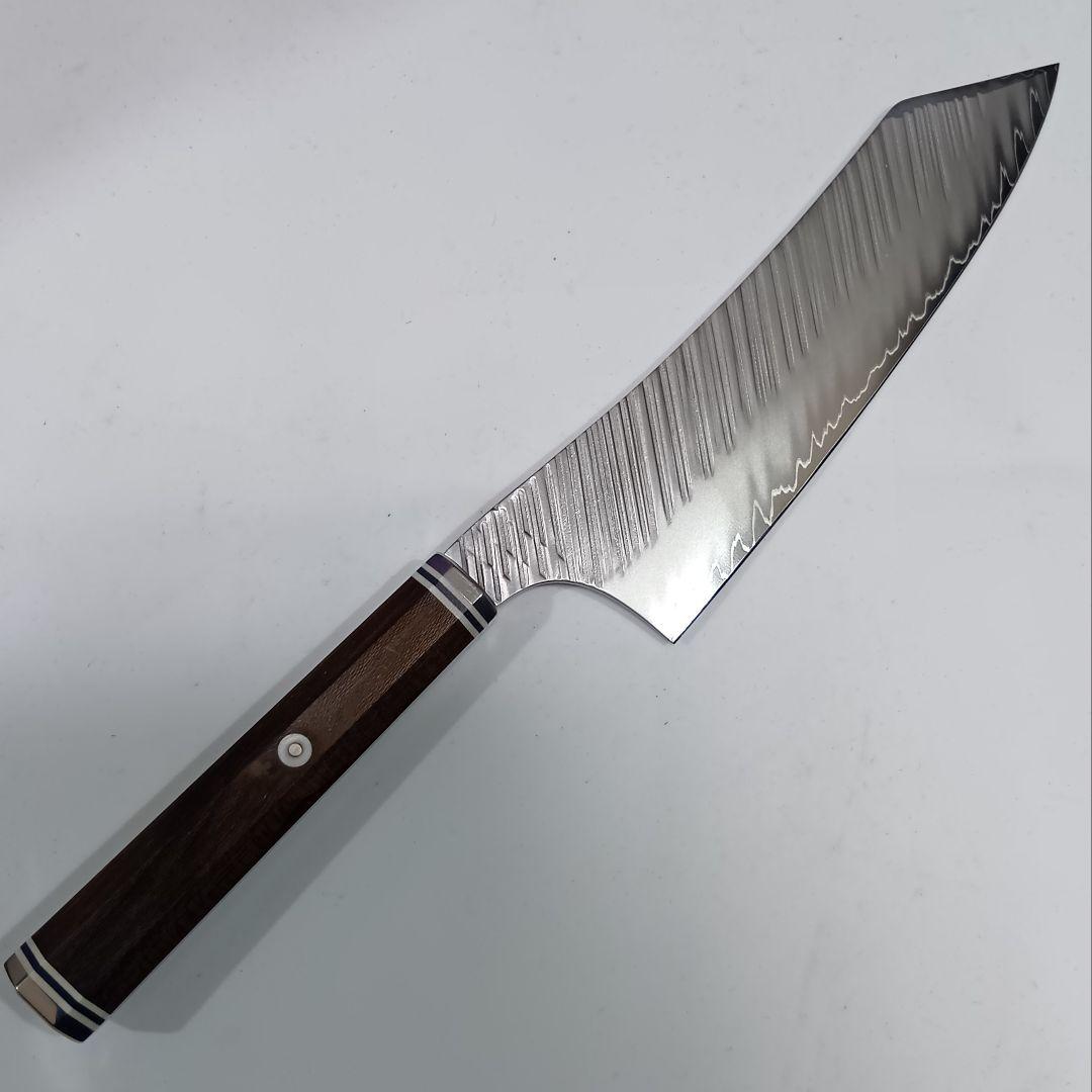 鬼反り切付型 V金10号 9層クラッド鋼 牛刀 包丁 22cm 黒檀八角柄