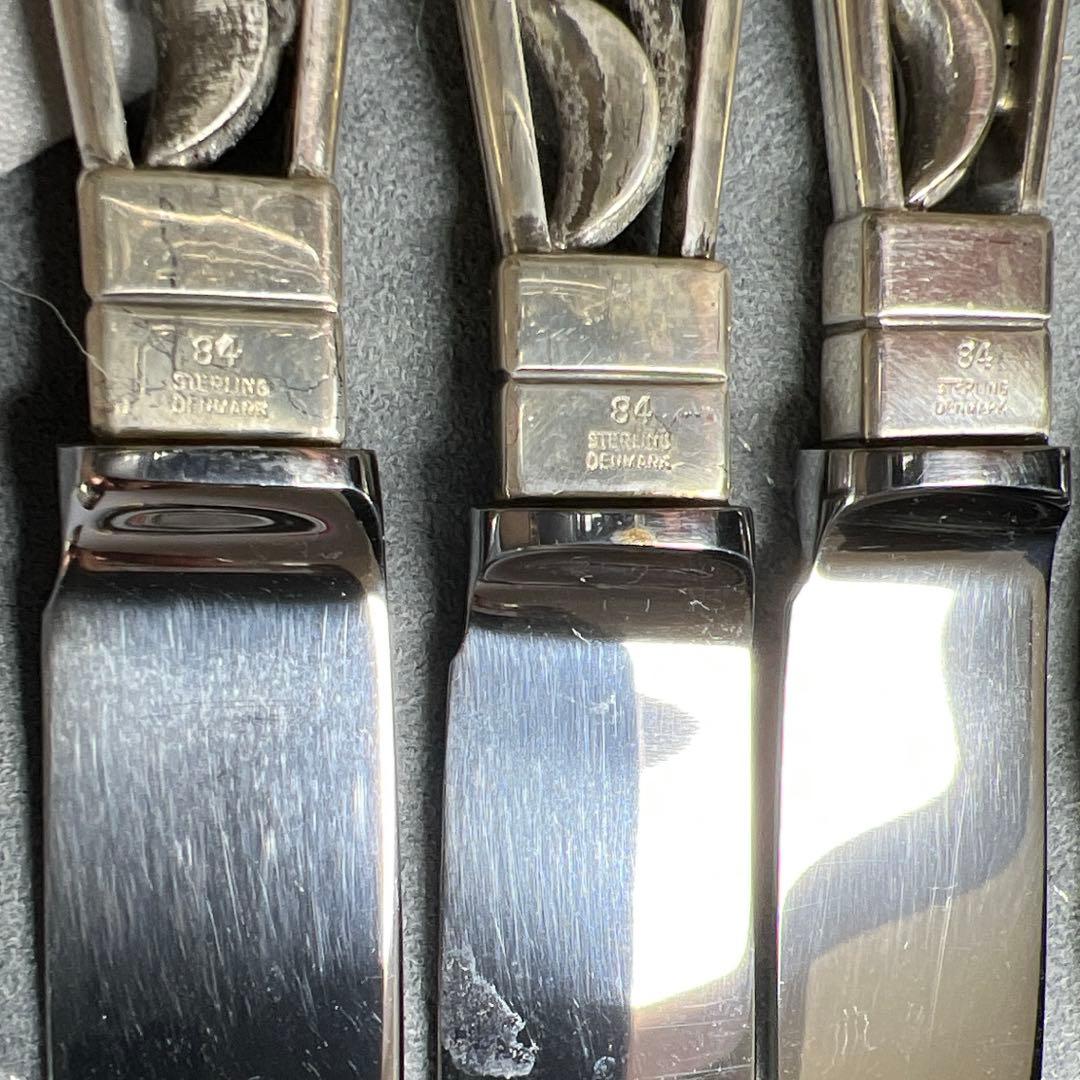 ジョージジェンセン　ブロッサムsterling925デザートナイフ6本　共袋付