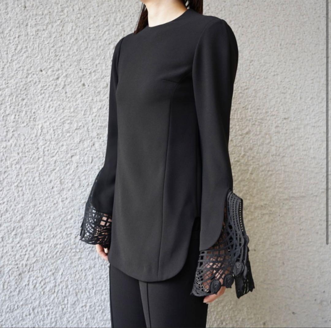 mame kurogouchi マメクロゴウチ レース カフス ブラウス 黒