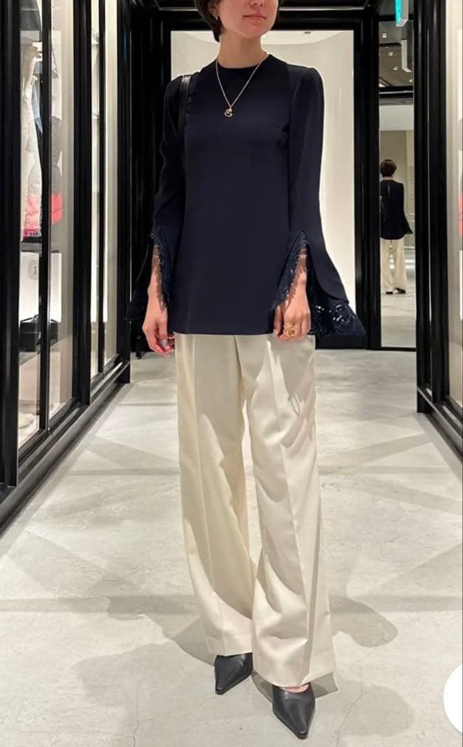 mame kurogouchi マメクロゴウチ レース カフス ブラウス 黒