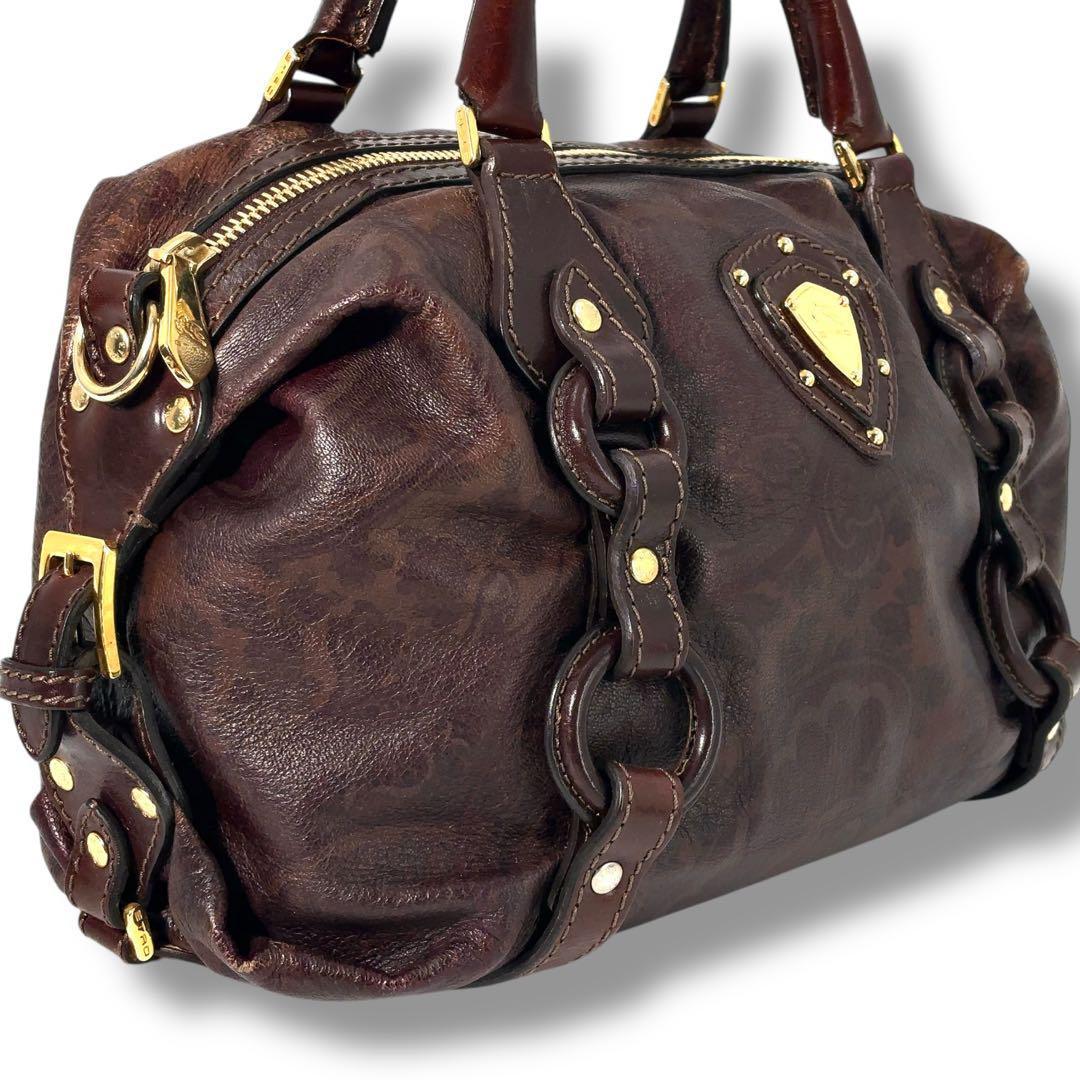 【美品】ETRO　エトロ　ボストンバッグ　2WAY ショルダー　ペイズリー　金具