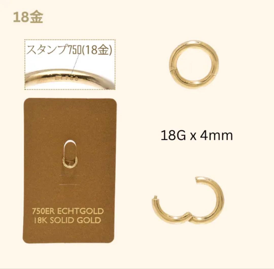 【K18 セグメントリング ピアス フープ】