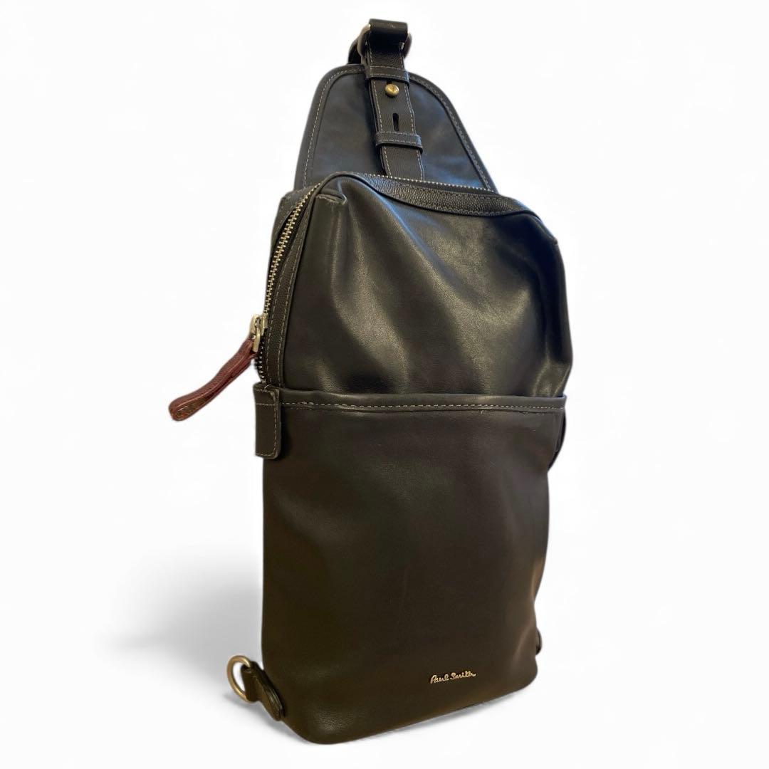 【極美品】ポールスミス ボディバッグ オールレザー ブラック　黒　 ロゴ金具