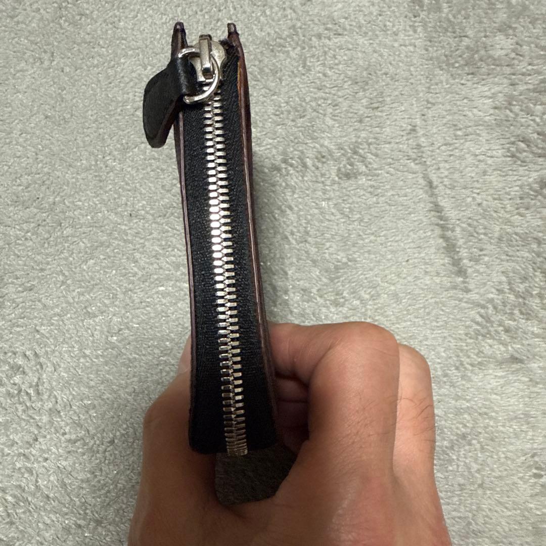 GANZO フレンチカーフ Lファスナー二つ折り財布 ブラック