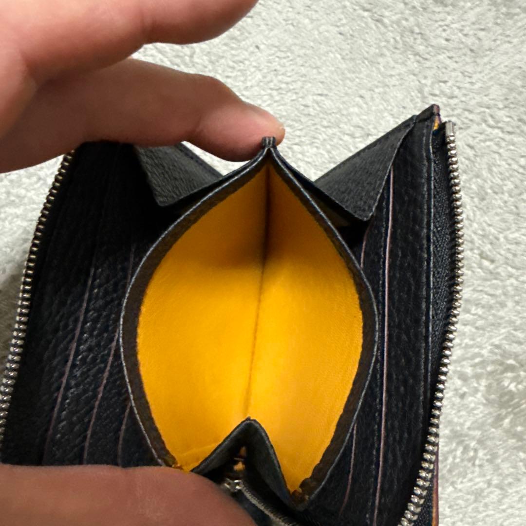 GANZO フレンチカーフ Lファスナー二つ折り財布 ブラック