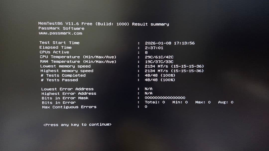 メモリ　16GB　(8GBx2枚)