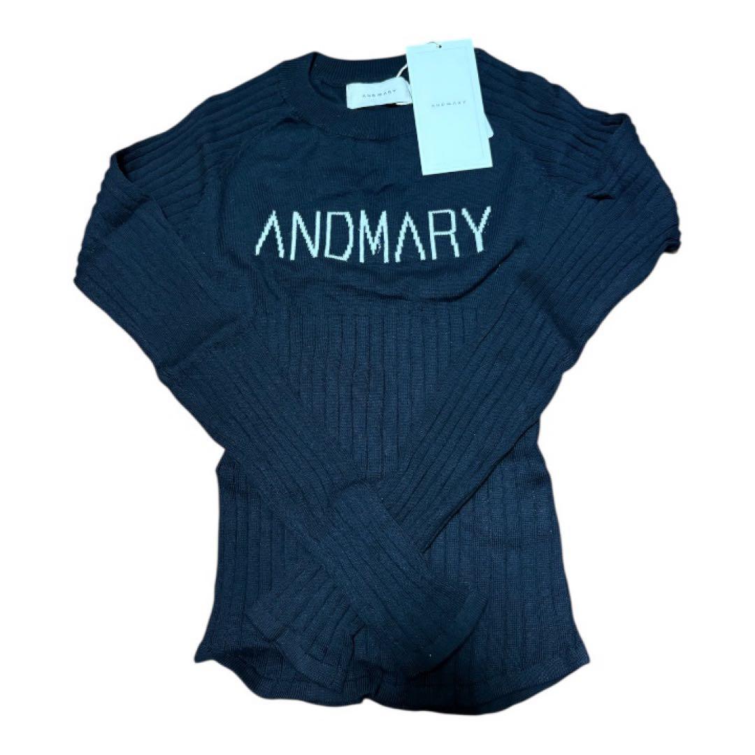 【新品】logo knit tops andmary black ブラック