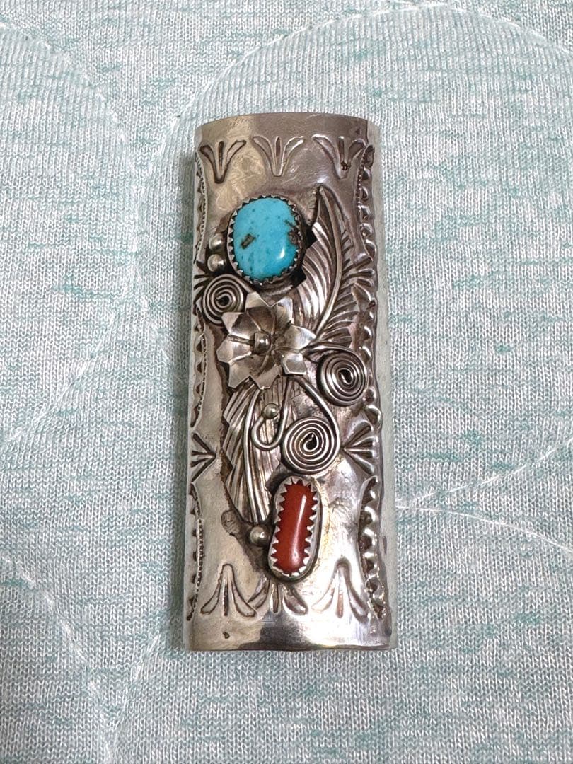 ビンテージ　ナバホ　Navajo ライターケース　ターコイズ　コーラル