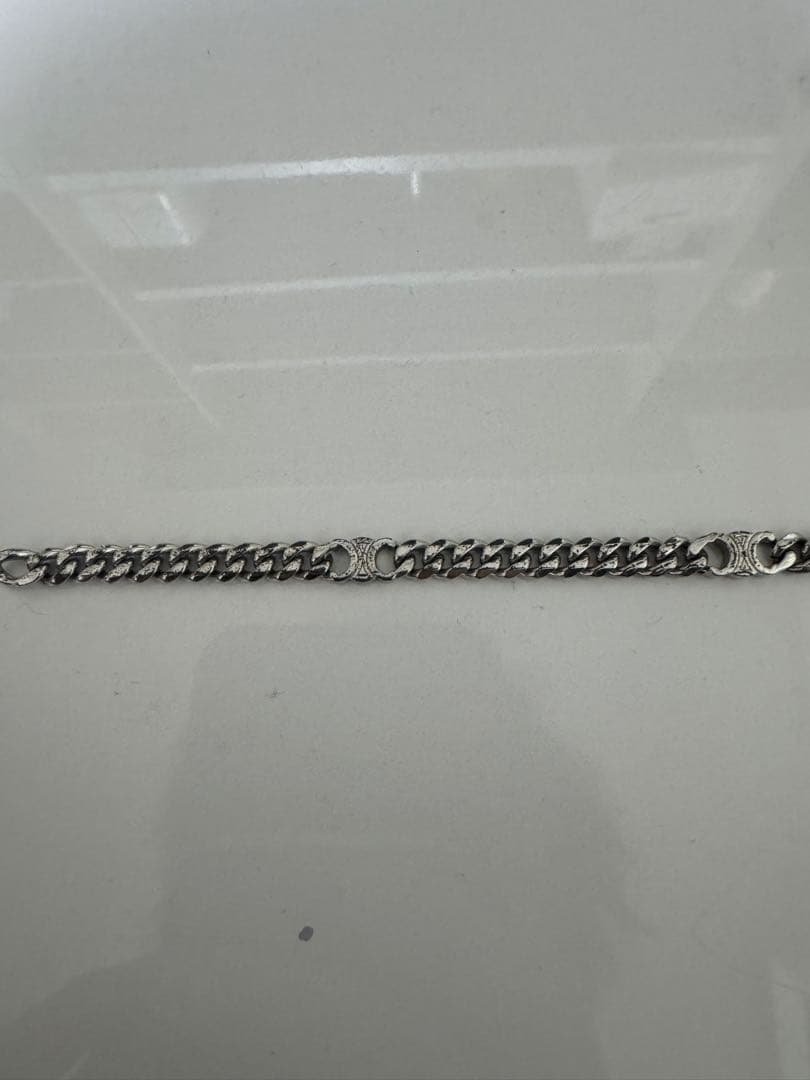 CELINE トリオンフ　シルバー グルメット ブレスレット 専用ポーチ付き