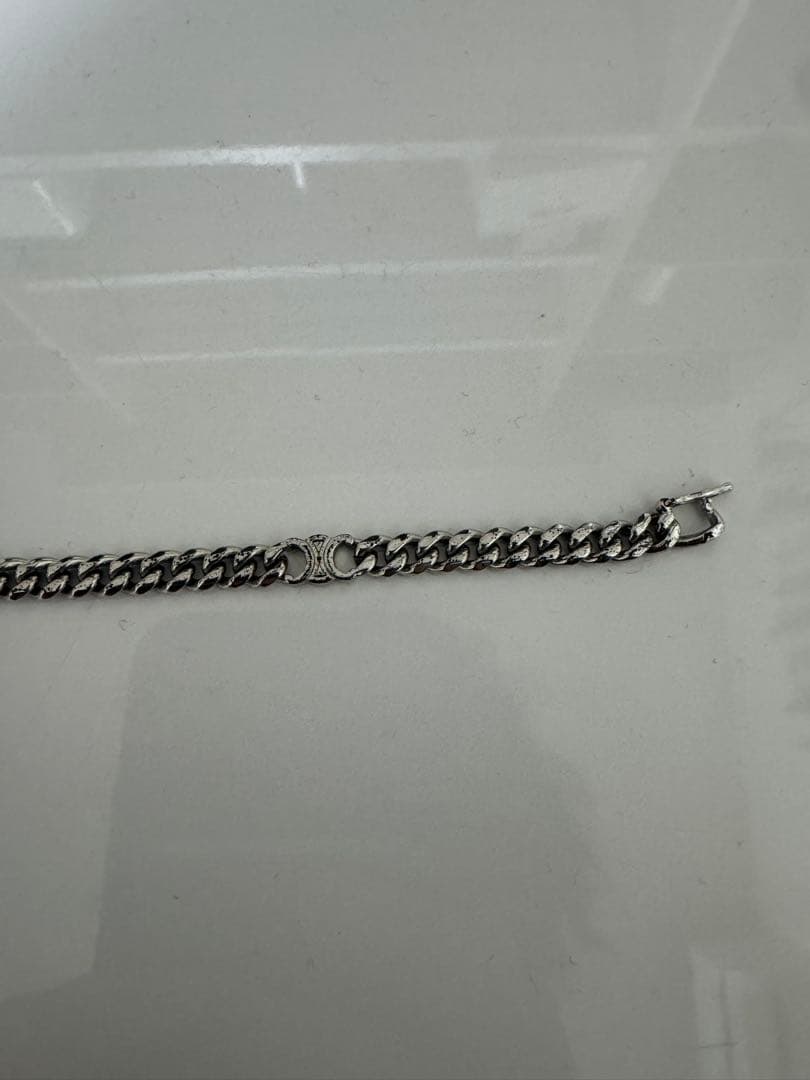 CELINE トリオンフ　シルバー グルメット ブレスレット 専用ポーチ付き