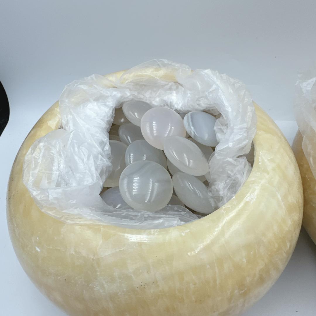 【希少】【美品】大理石 囲碁 碁石 囲碁 囲碁道具 2個セット