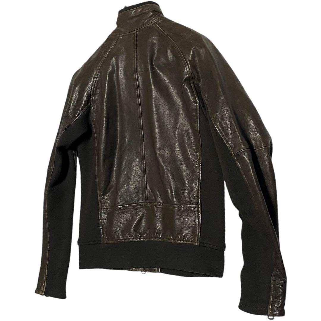 アルマーニジーンズ ARMANI JEANSラムレザージャケット ダブルジップ