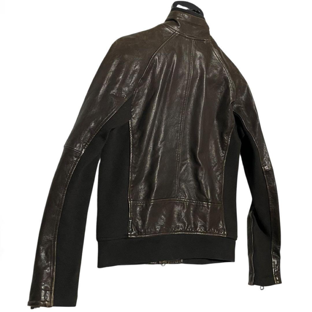 アルマーニジーンズ ARMANI JEANSラムレザージャケット ダブルジップ