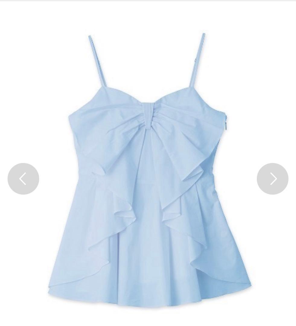 snidel リボンディティールブラウス ライトブルー スナイデル