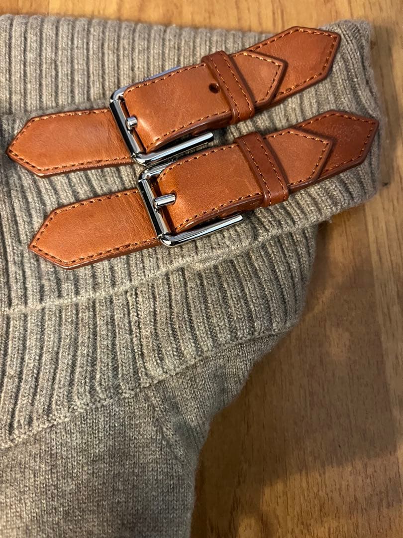 ラルフローレン 革ベルト付きオフショルダー ニットセーター