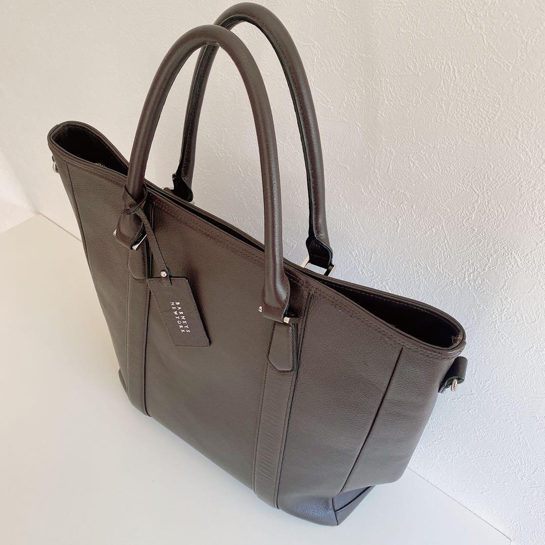 【美品】バーニーズニューヨーク ビジネストートバッグ 2way ショルダー紐付