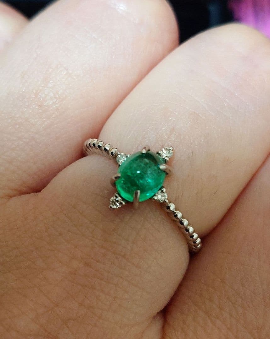 く*ろ様 pt900 パライバトルマリン　カボションカット　リング