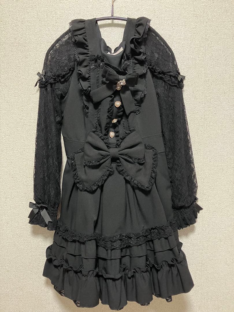 LIZLISA リズリサ ティアラリボンティアードワンピース ブラック