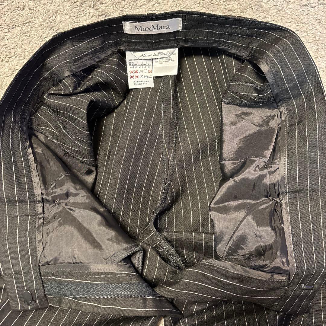 希少サイズ⭐︎マックスマーラ　 リネンシルク混ブラックスーツ　ストライプ 44