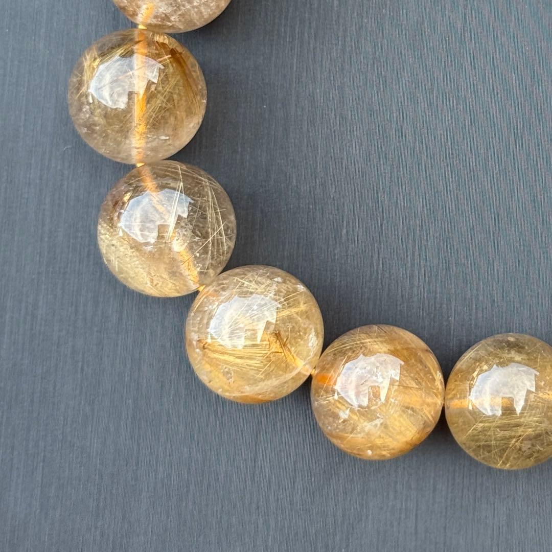 タイガータイチンルチルクォーツ 約14.6〜15.7mm A4675