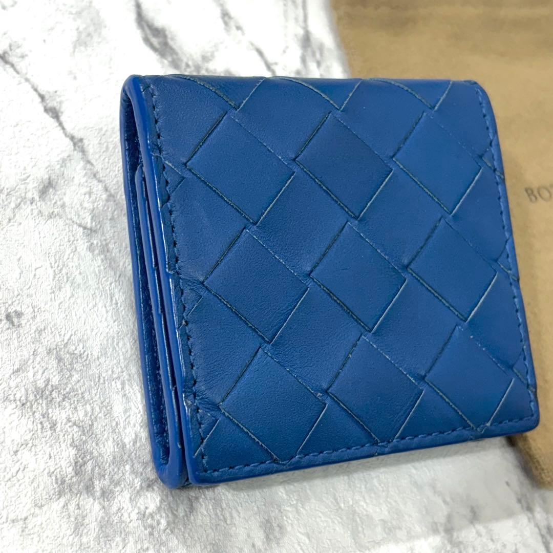 ボッテガヴェネタ ケース マキシ ブルー イントレチャート 小銭入れ