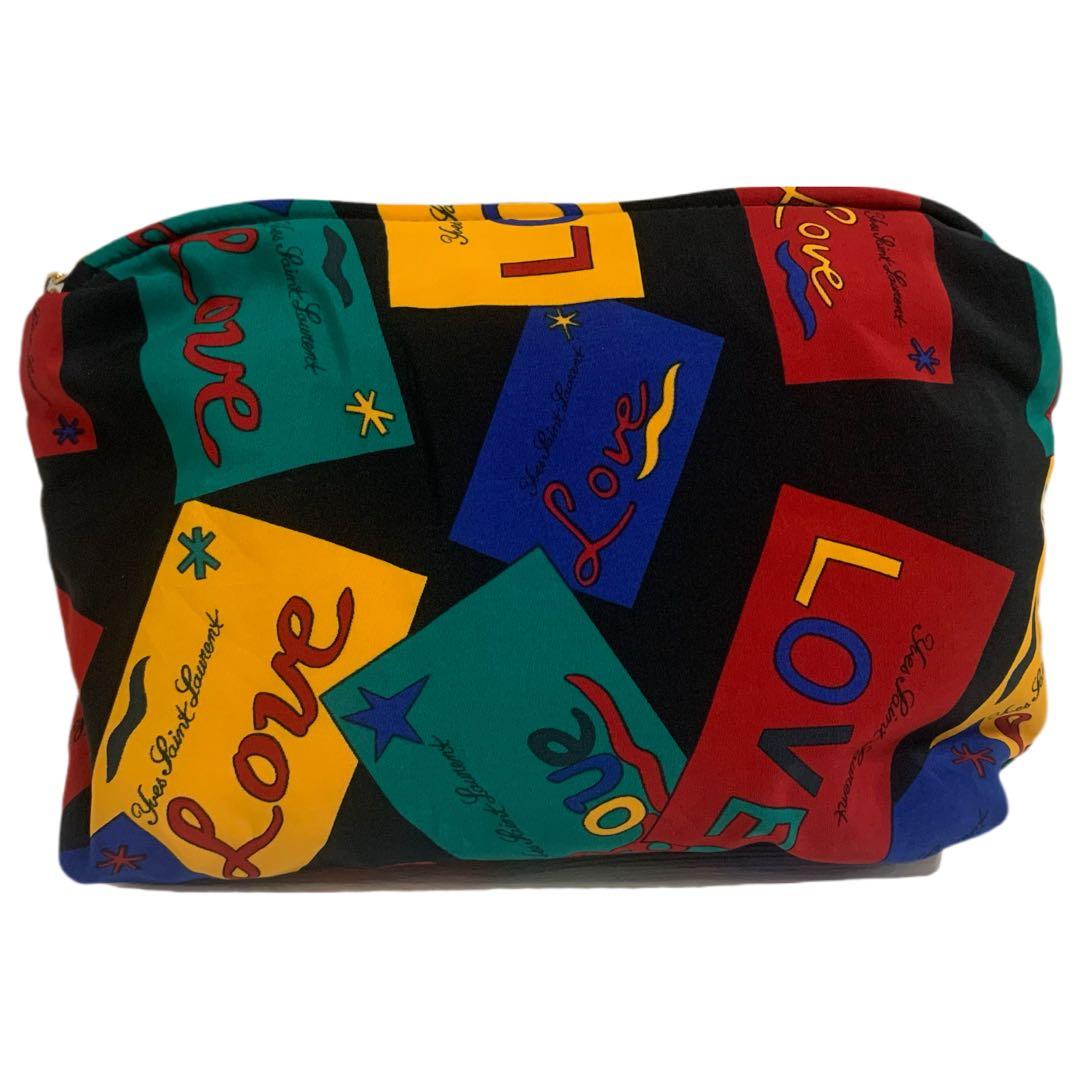 YVES SAINT LAURENT 80s フランス製 LOVE柄 ポーチ ②